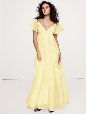 Banana Republic | Dresses | Banana Republic Raggiera Pleated Dress Metallic  Gold Maxi Strap Gala Gown 2 New | Poshmark